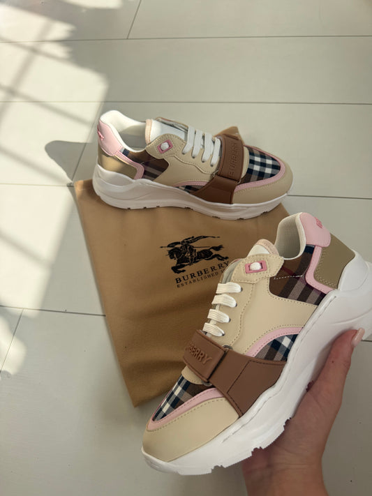 Pink Chequered Trainers IN HAND (2 Day Delivery)