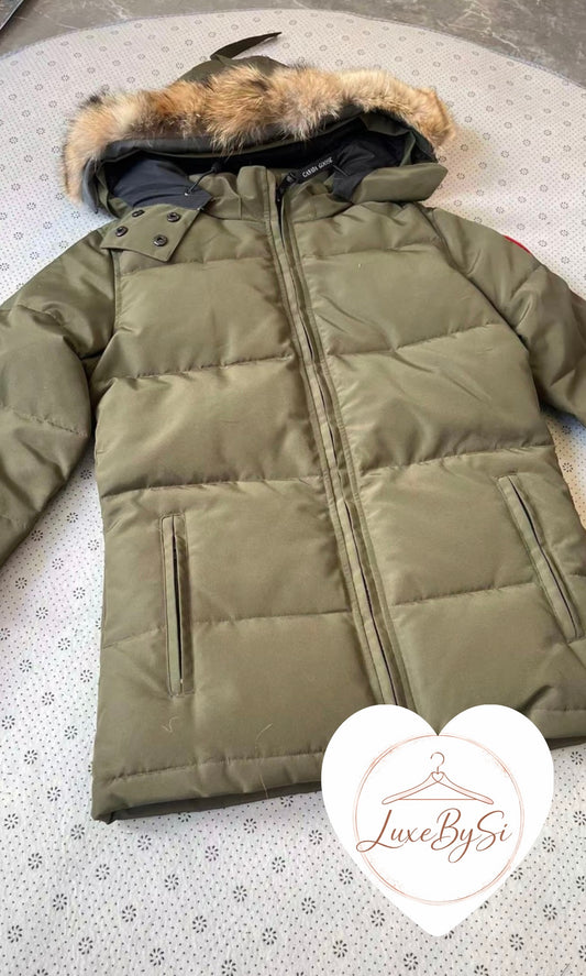 Khaki Coat with Fur PRE ORDER