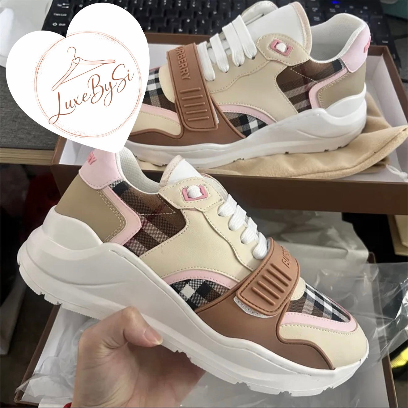 Pink Chequered Trainers PRE ORDER