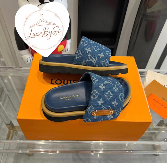 Denim Blue Pillow Slides PRE ORDER