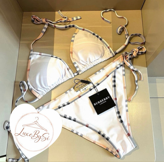 White Bikini with Checks PRE ORDER